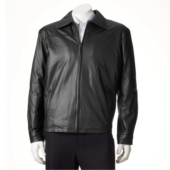 EXCELLED • Men’s Black Leather Motorcycle Biker Jacket - Picture 2 of 9